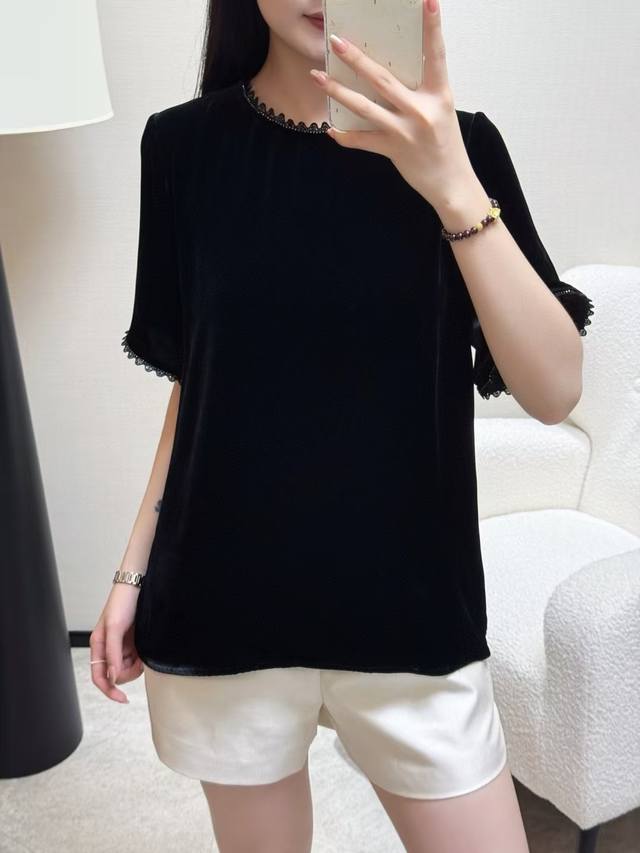 Silk velvet fashion back careful backless bow versatile top S Xxl DDD