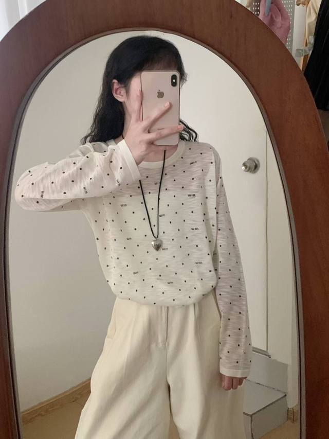 Polka dot butterfly thin sun protection top new loose long-sleeved T-shirt sun p