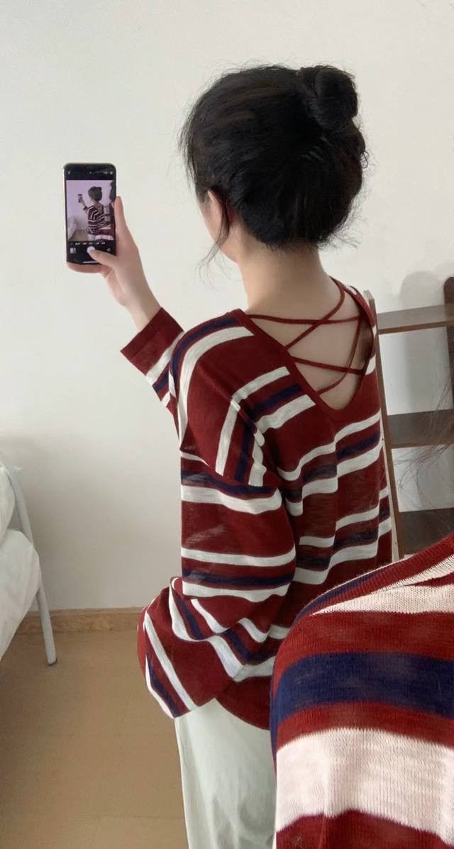 Early autumn new fashion all-match round neck high-end knitted T-shirt Korean g