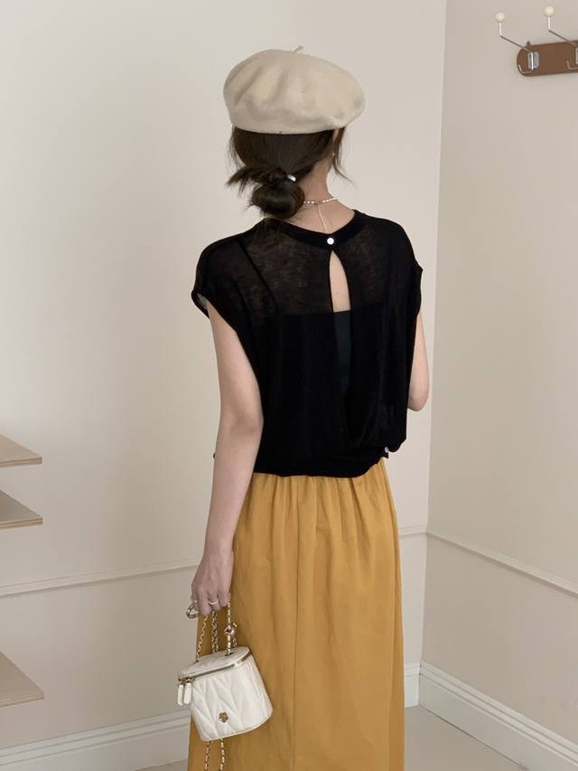 Korean design backless sleeveless ice silk knitted vest loose slimming temperam