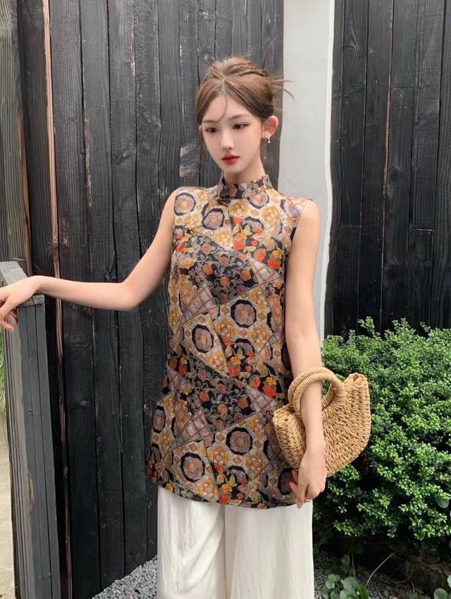 Big hit Chinese style silk vest, advanced retro pattern S Xxl DDD