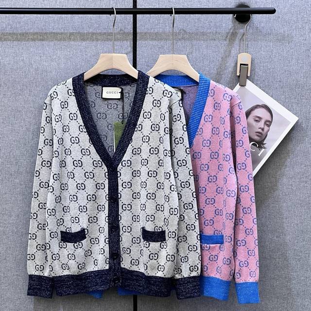 Gucci S autumn and winter new gold thread cardigan Sml wool special spinning DDD