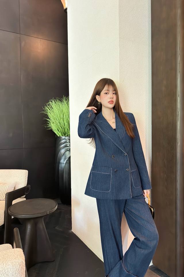 Valentin* New arrivals: casual denim suit and trousers set. Custom Yb imported t