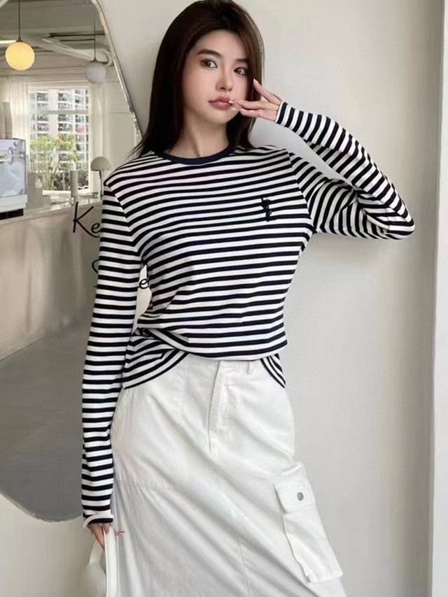 New Ysl striped sequined letter long sleeve Size: Sml Color: Blue DDD