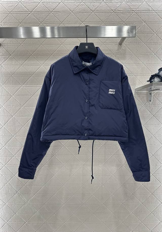 Miumi 2025 new arrivals: lapel padded jacket. Made from imported, environmentall