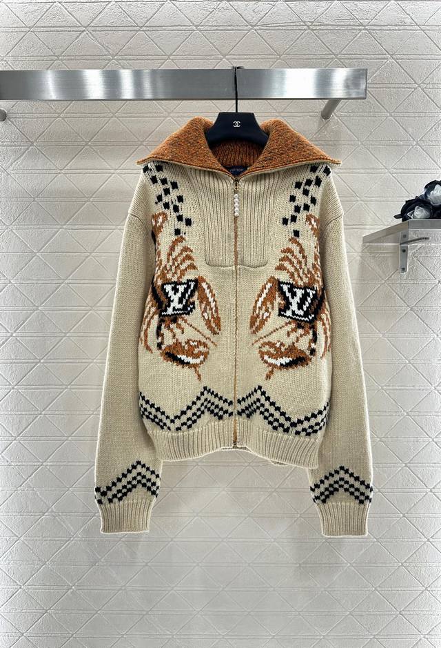 Louis Vuitto*2025 New Arrivals: Large Lapel Zippered Sweater Jacket. Custom-made