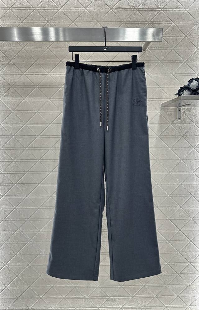 Miumi*2025 new arrivals: drawstring straight-leg trousers. Custom Yb imported ma