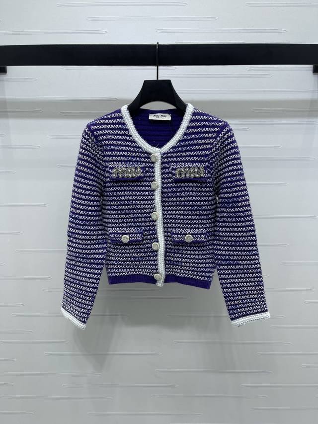 New, original, high-end Miumi* 2025 Early Fall Collection! Woven striped long-s