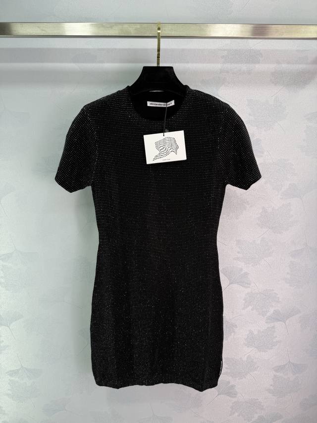 Ale*25 Early Fall new style full diamond round neck short-sleeved dress, custom-