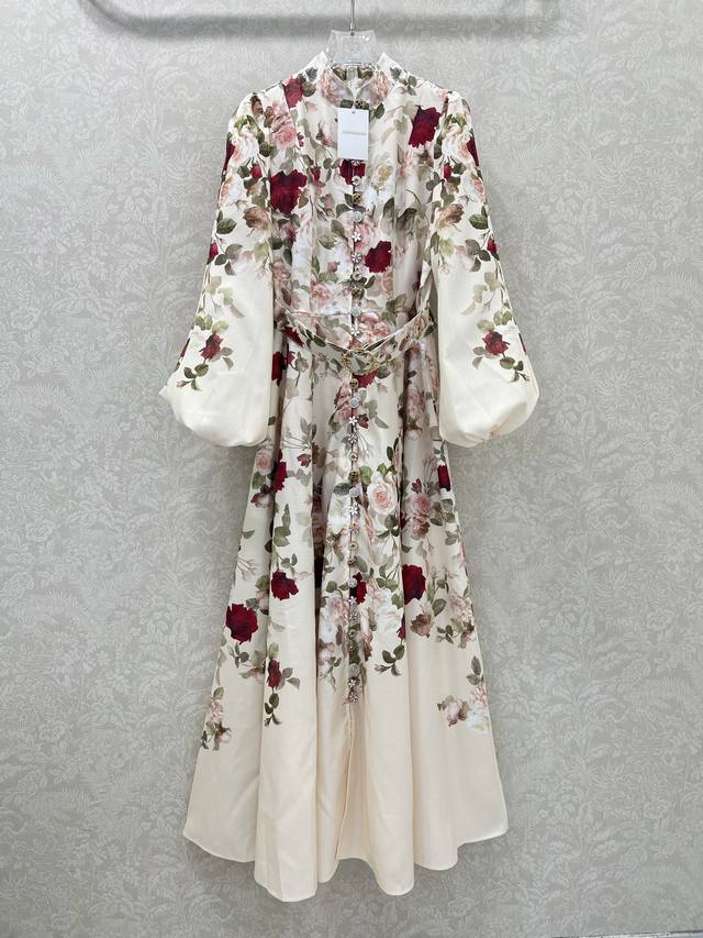 Zimmerman*Zimmerman 25 new rose series long dress with a small stand-up collar a