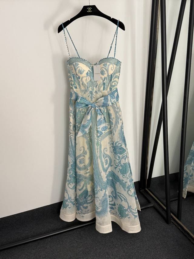 Style No. 20255169 Zimmermann's new retro floral print, beaded hem, strapless,