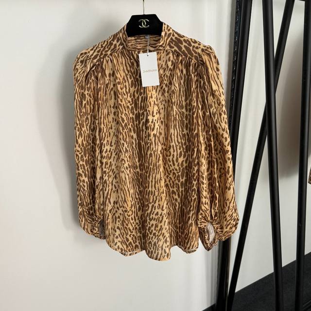 Style No. 20255141 Zimmermann's new leopard print stand-up collar long-sleeved