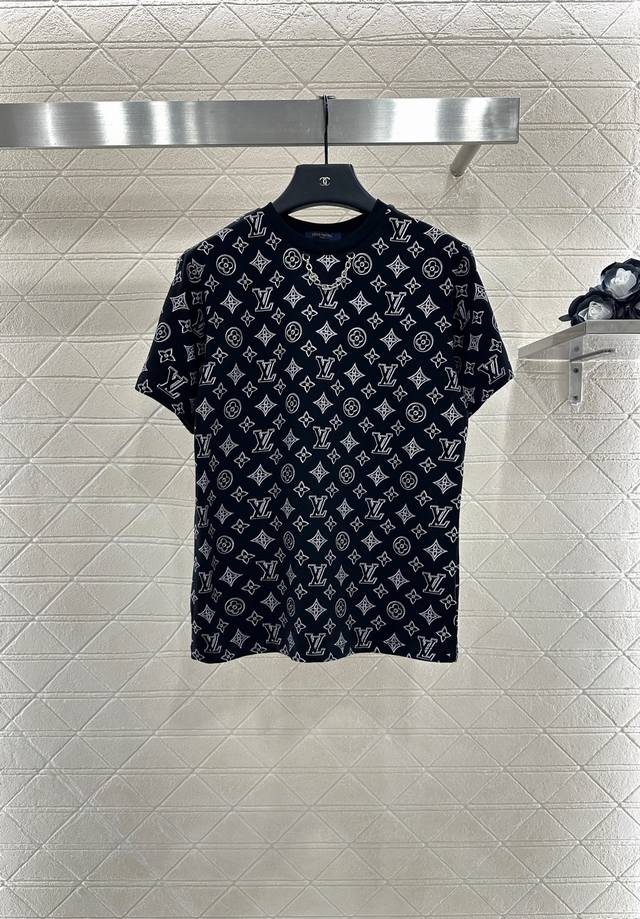 Louis Vuitto*2025 New Arrivals Crew Neck Printed Chain Custom Yb Twill Cotton Ma