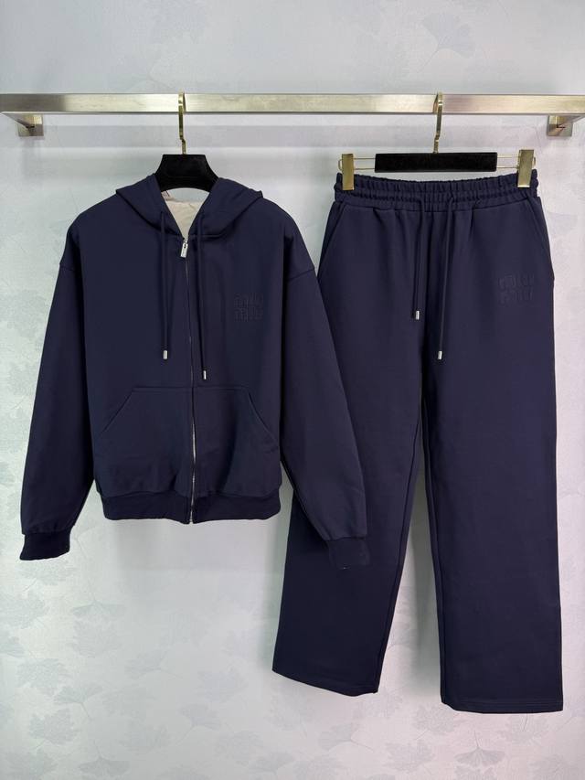Miumi*2025 new reversible hooded jacket and trousers set, custom-made from Yb tw