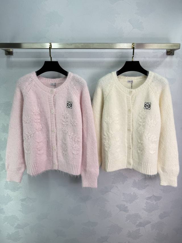 Loe*25's new early fall 3D floral knitted cardigan features delicate floral embr