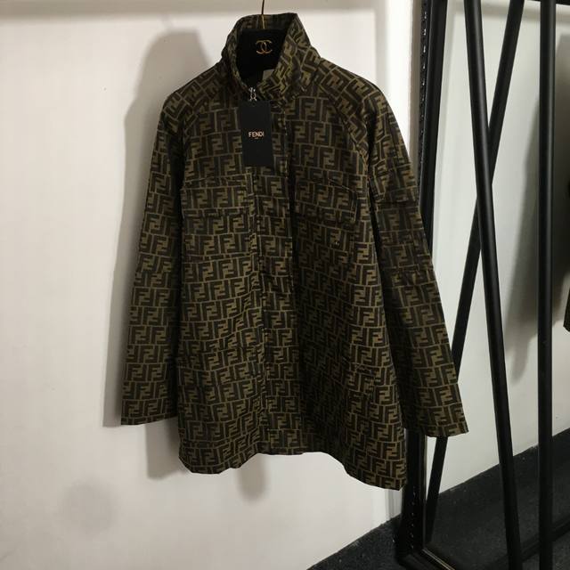 Style No. 20250204 Fend* new monogram jacquard drawstring waist stand collar lo
