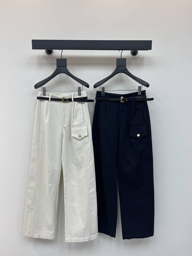 Saint Lauren* Ysl 25 Early Fall new belted straight-leg denim trousers. Custom Y