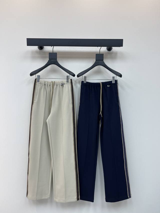 Miumi*25 Early Autumn new style contrasting color webbing straight trousers, cus