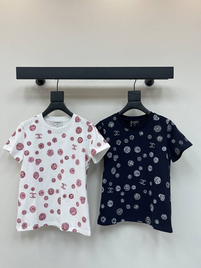 Chane*25 Early Autumn new letter camellia round neck short-sleeved T-shirt custo