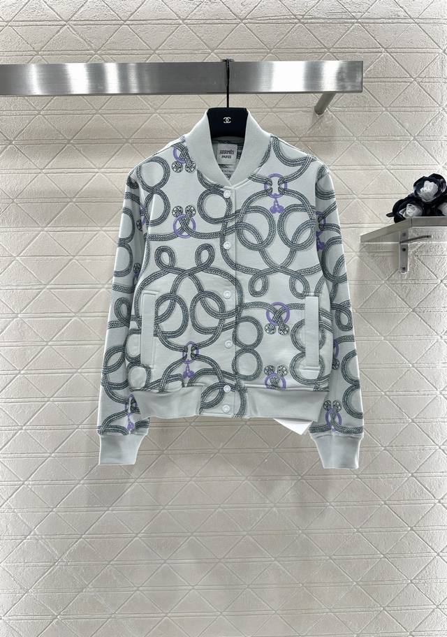 Herme* 2025 new arrivals: knot-print casual jacket. Made of custom Yb twill cott