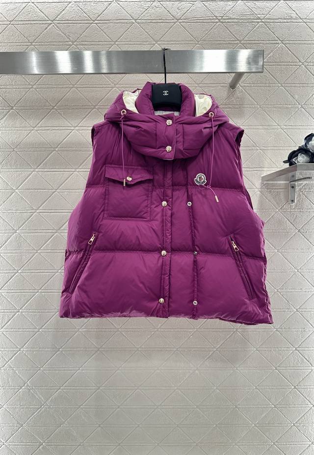 Moncle*2025 New Arrival Detachable Hood Stand-Up Collar Down Vest Custom Yb Wind