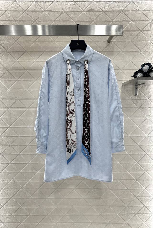 Louis Vuitto*2025 New Arrivals: Silk Scarf Long Shirt. Made of custom YB twill j