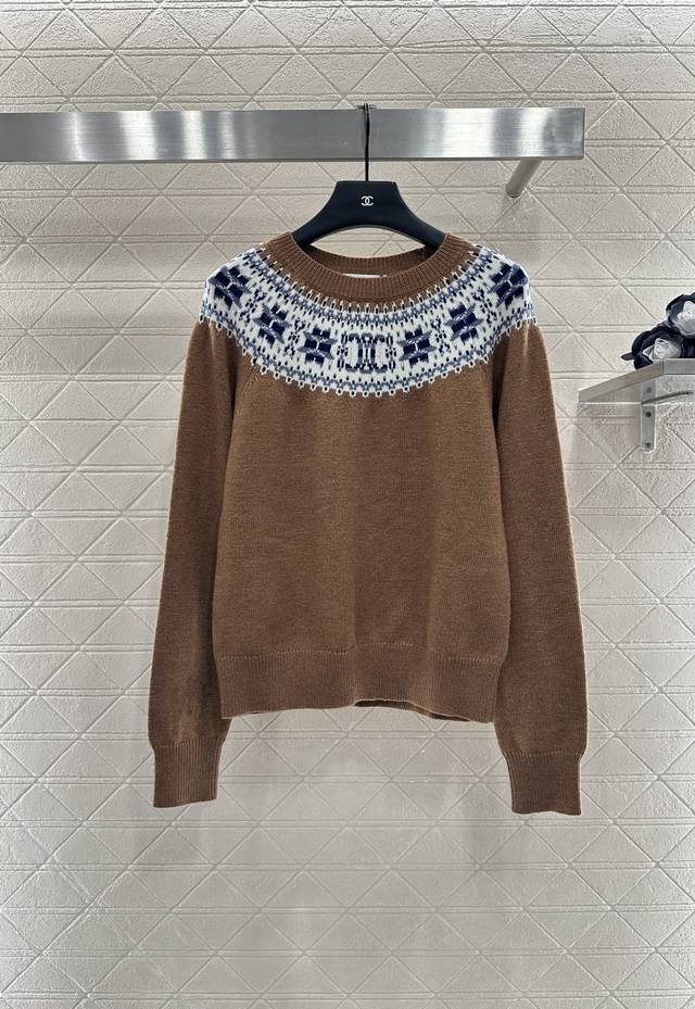 Celin* 2025 New Arrival Heavy Crochet Round Neck Pullover Sweater. Made of custo