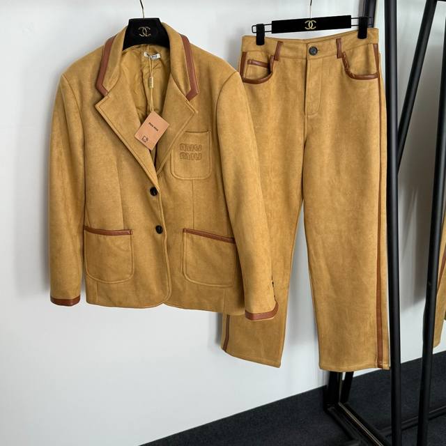 Style No. 20255092 Miumi's newest deerskin suit, featuring a long-sleeved blaze