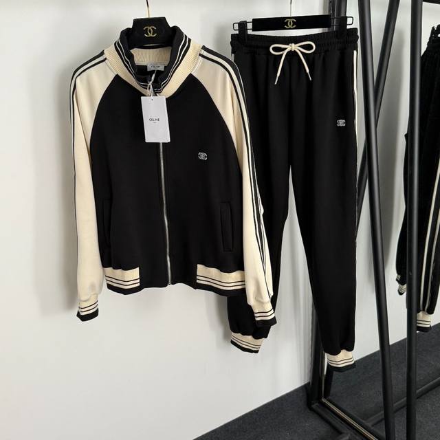 Style No. 20255079 Celin's newest sports suit, featuring a logo embroidered, co