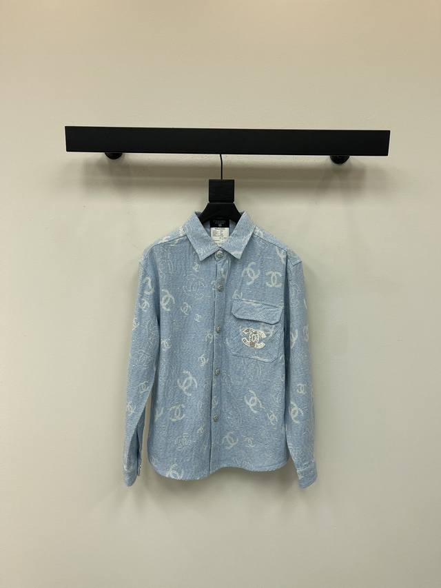 Chane*25's new early fall lapel shirt and denim jacket features logo prints thro
