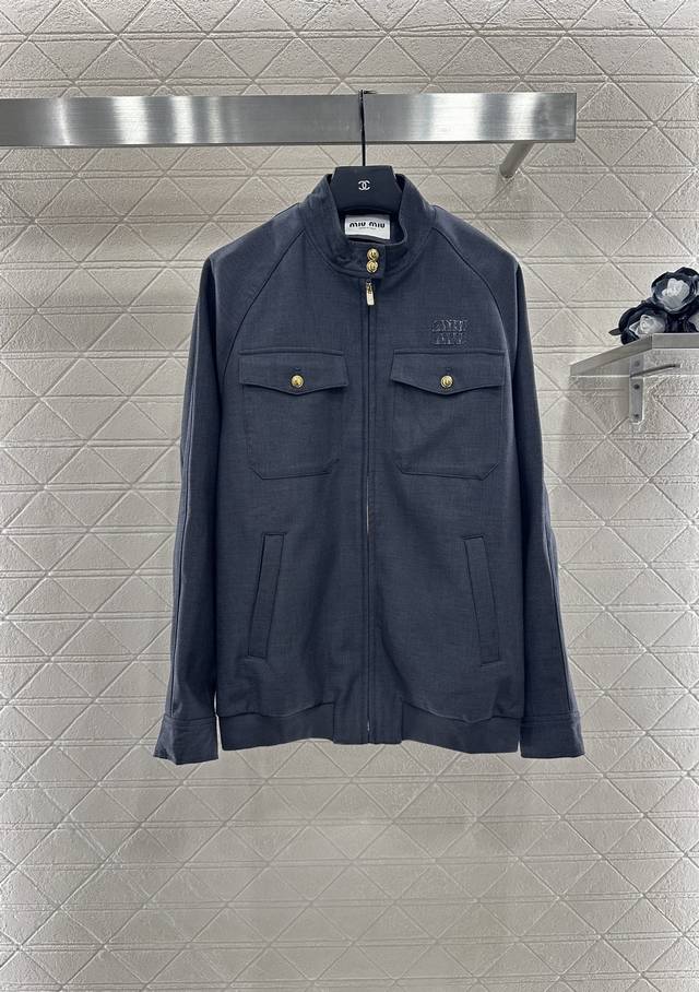 Miumi*2025 new arrivals: silhouette lapel jacket, custom-made, imported Yb imita