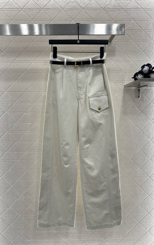 Saint Lauren* 2025 New Arrivals: Straight-Leg Denim Pants with a Belt. Made of c