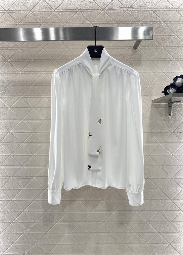 Louis Vuitto*2025 new arrivals pleated tie-neck straight-shoulder shirt. custom-