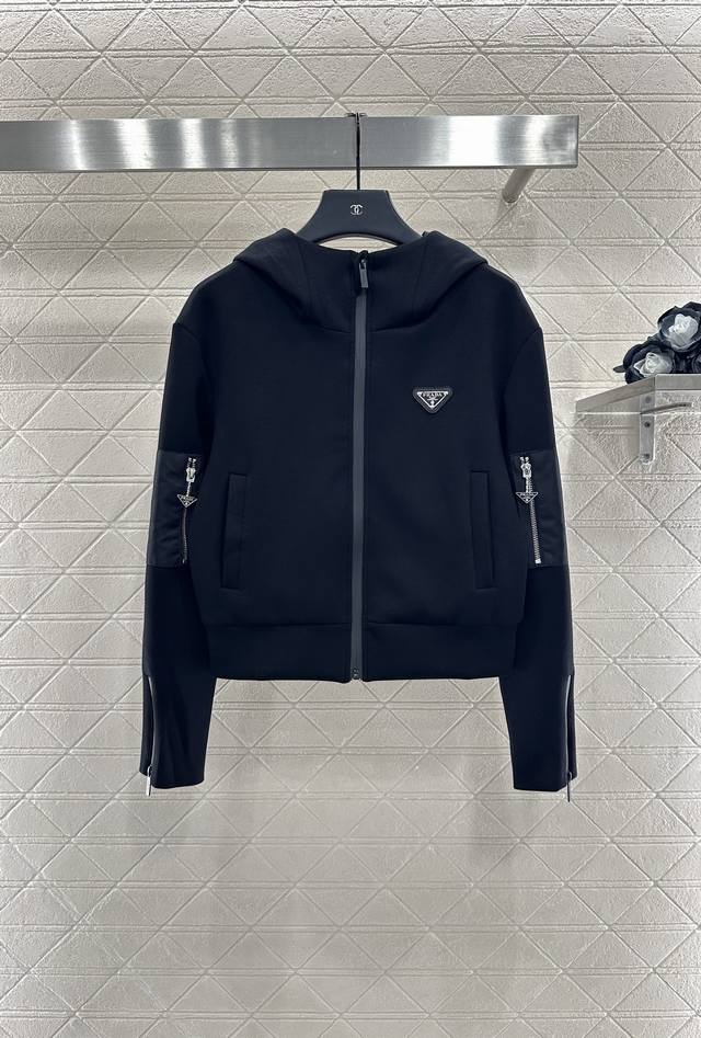 Prad* New arrival for 2025: Hooded Zip-Up Jacket. Made of custom Yb twill cotton