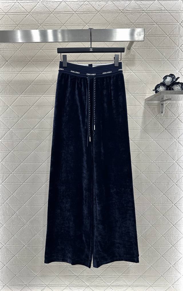 Miumi*2025 new arrivals: drawstring wide-leg trousers. Made from custom Yb impor