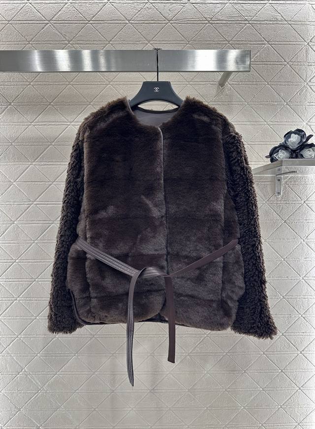 Moncle's 2025 new arrival, Teddy Plush Snap-Button Down Jacket. The front panel