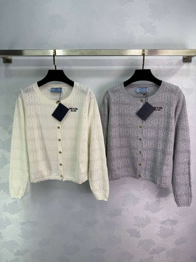 Pr*25 New Early Fall Round Neck Knit Cardigan with Exquisite Hollow Pattern Desi