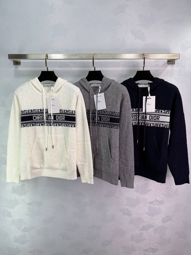 Dio*25 Early Fall new knitted hooded drawstring sweatshirt with classic monogram