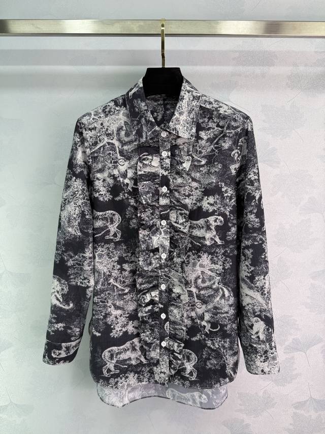 Dio*25 Early Fall new lapel ruffled shirt with pleated lace design and classic j