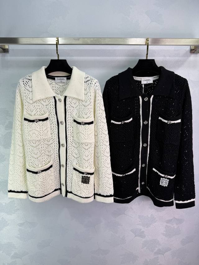 Ch*25 New fall/winter lapel knitted cardigan featuring exquisite hollow knitting
