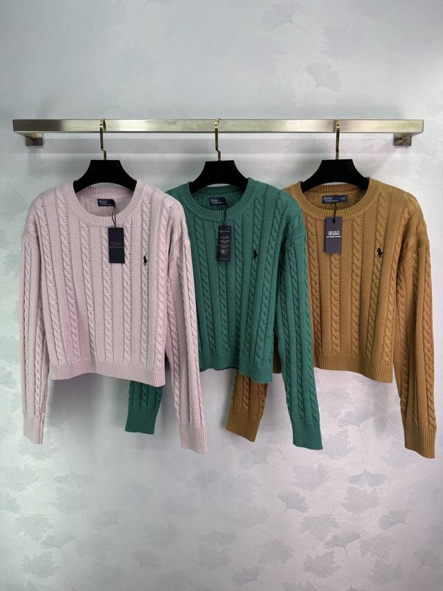 Po*25 New early fall cable-knit sweater with classic pony logo embroidery, round