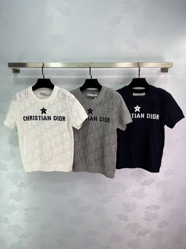Dio*25 New Early Fall Five-pointed Star Knit Short Sleeves Exquisite Hollow Jacq