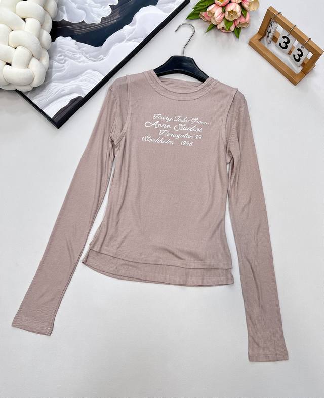 Acne Atudios Double-Layered Fake Two-Piece Slim Fit Long-Sleeve T-shirt DDD. Thi