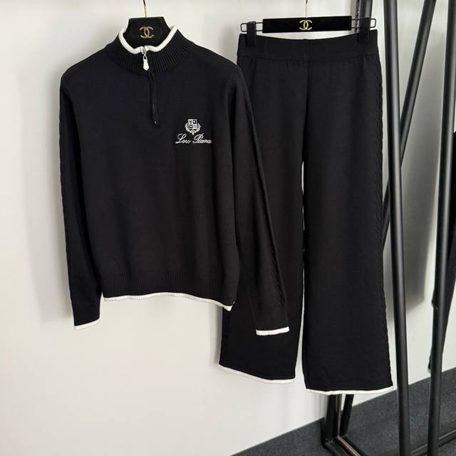 Style No. 20255078 Loro Piana*Lp new knit suit, logo embroidered half-zip stand