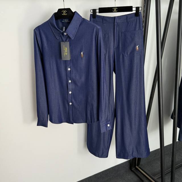 Style No. 20255076 Polo Ralph Lauren new denim suit, polo embroidered lapel lon