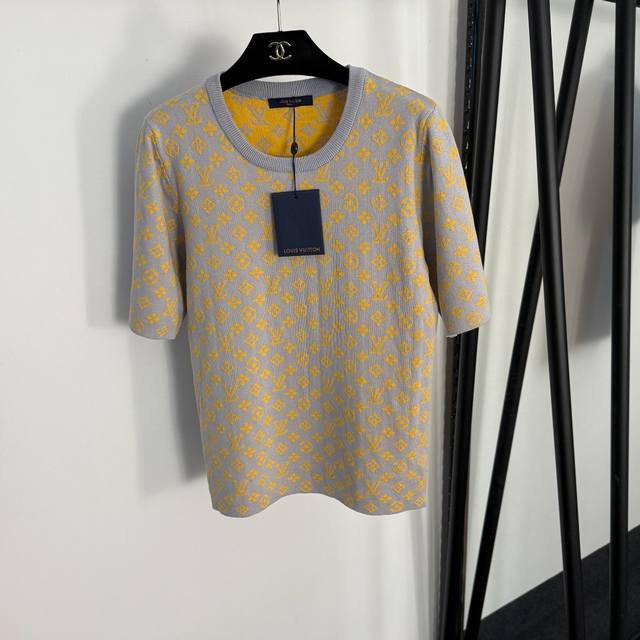 Style No. 20255074 Lv* New contrasting color logo jacquard pullover short-sleev