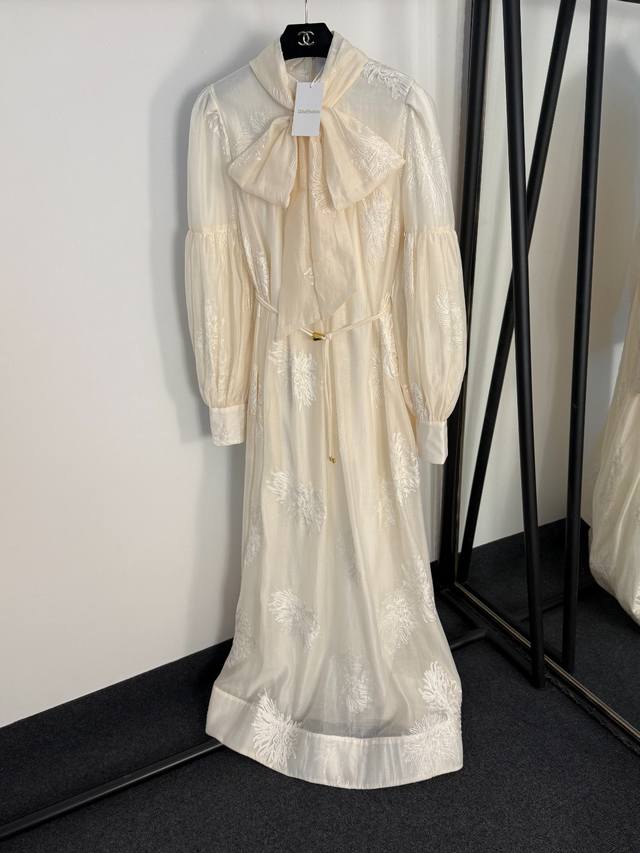 Style No. 20255068 Zimmermann new heavy embroidered flower bow tie waist lanter