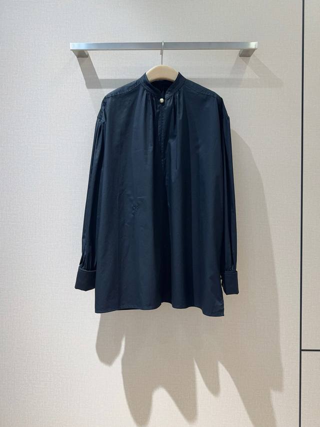 Dio*R 2025Cruise new fashion item combed poplin cotton small stand-up collar shi
