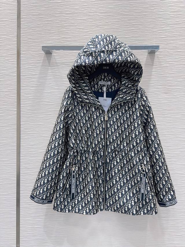 Christian Dio* 2025Fw new hooded jacket, classic monogram jacquard fabric, draws