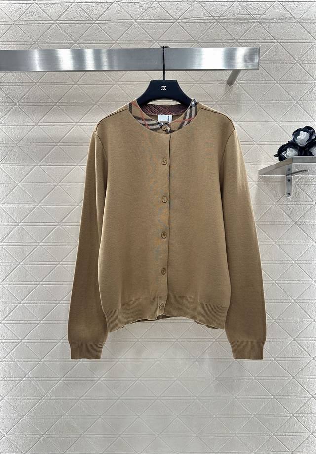 Bbr* New arrival for 2025: plaid patchwork collared knitted cardigan. Made with